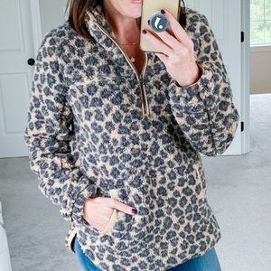 Abercrombie & Fitch Leopard Sherpa Pullover